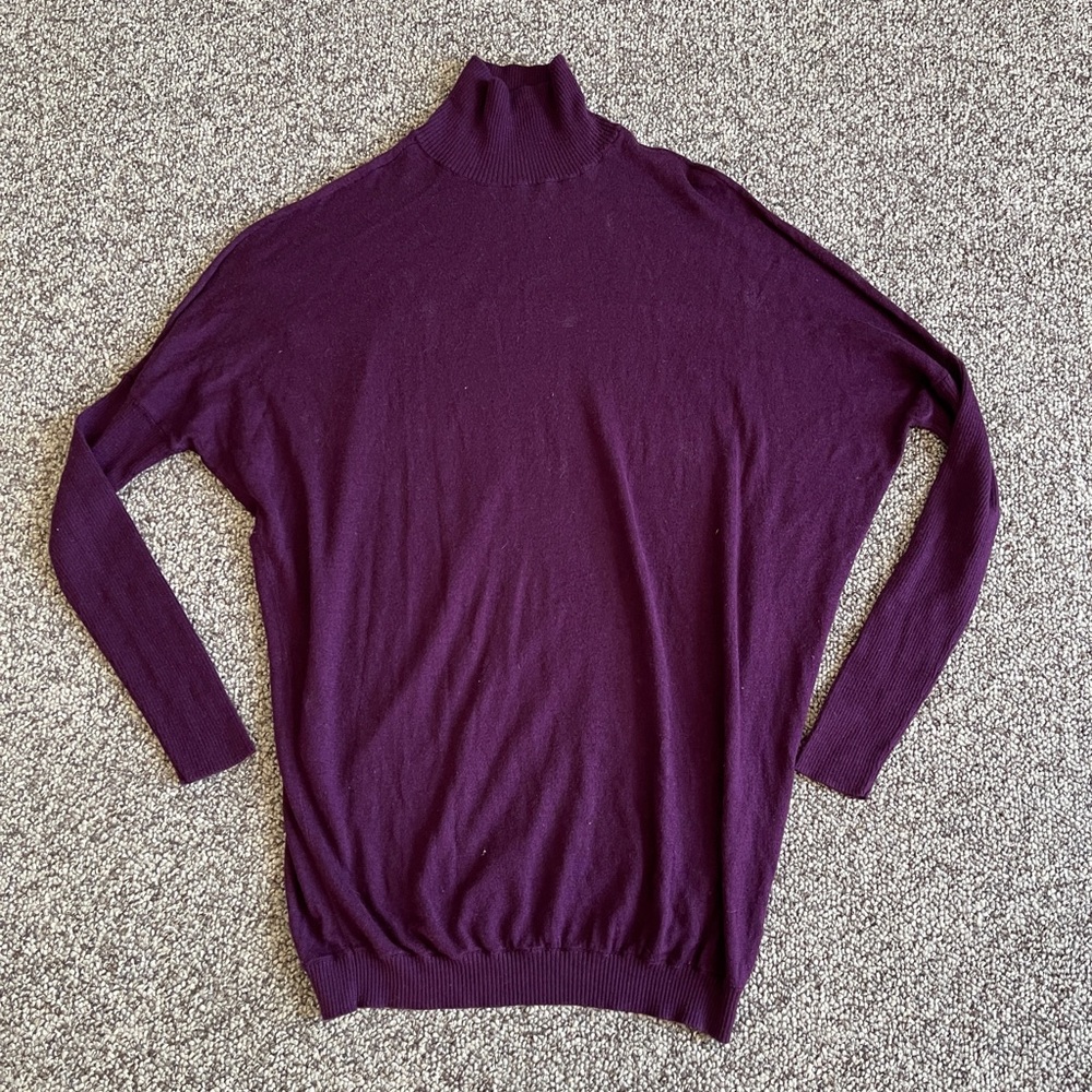 Vince Eggplant Purple Silk Cashmere Turtleneck Sweater XS